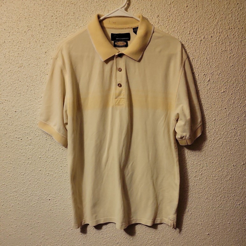 Greg Norman Polo Shirt Adult Large Yellow Casual Golf Golfing Rugby Mens